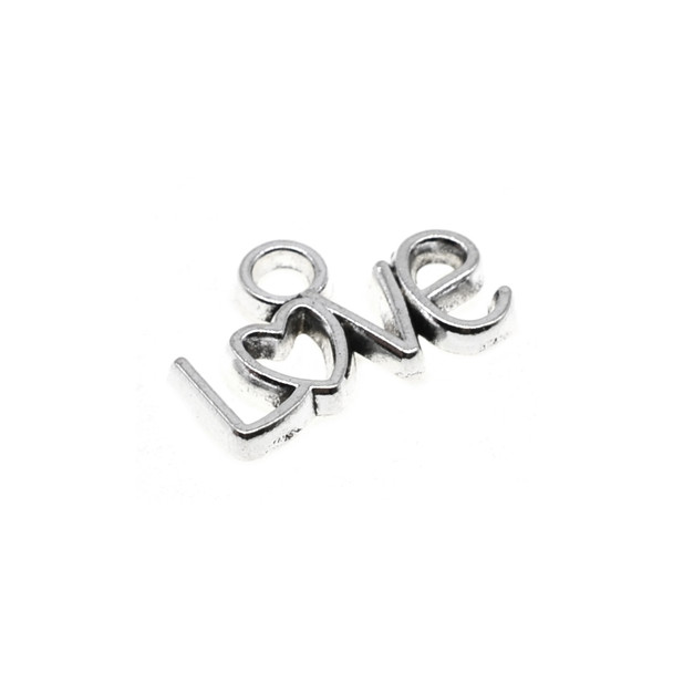Pewter Love with Heart Charm - 19mm x 11.8mm x 2mm - 40/Pack