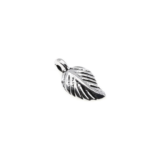 Pewter Leaf Charm - 7.5mm x 14.7mm x 2mm - 100/Pack