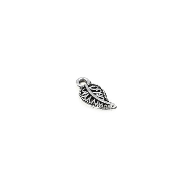 Pewter Double Sided Mini Leaf Charm - 5.3mm x 10mm x 1.5mm - 150/Pack