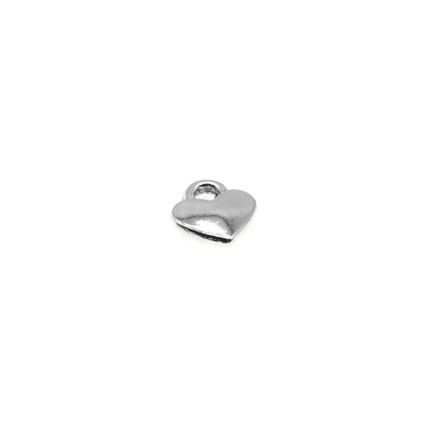Pewter Puff Heart Charm - 7.5mm x 8mm x 2.4mm - 100/Pack