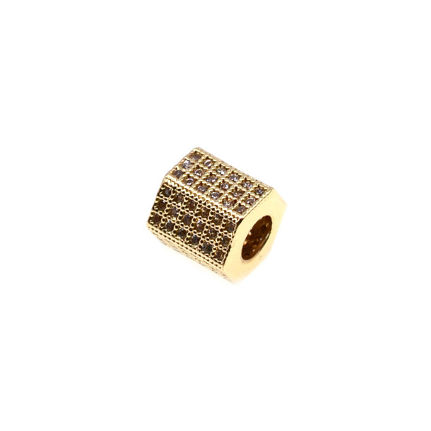 8.5mm x 8.5mm Microset White CZ Hex Tube Spacer (Gold Plated)