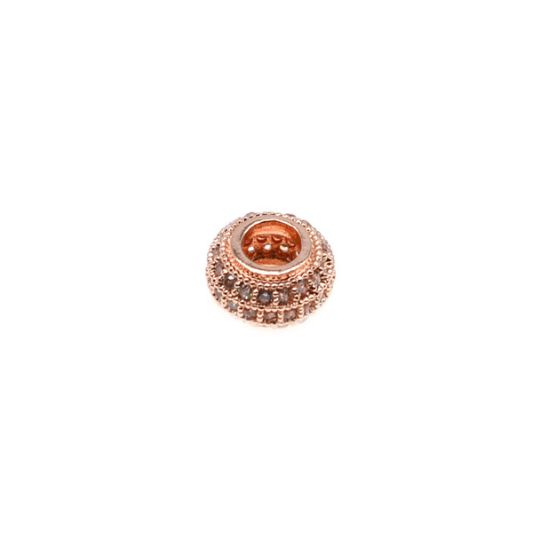8.5mm x 5mm Microset White CZ Wheel Spacer (Rose Gold Plated)