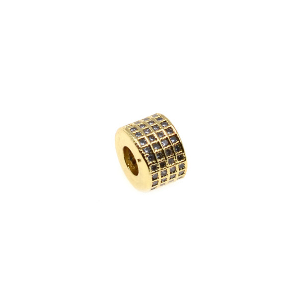 8mm x 5.5mm Microset White CZ Spacer (Gold Plated)