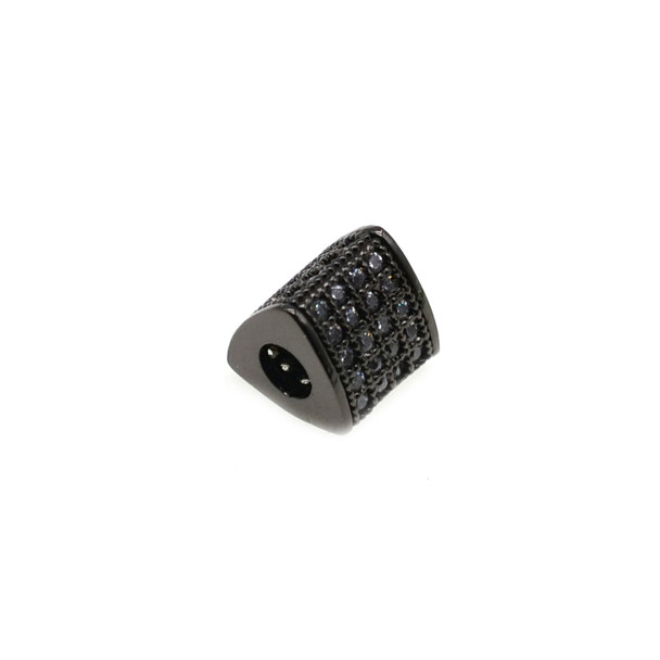 8mm x 7.5mm Microset White CZ Triangular Prism Spacer (Black Rhodium Plated)
