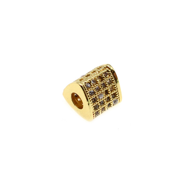 8mm x 7.5mm Microset White CZ Triangular Prism Spacer (Gold Plated)