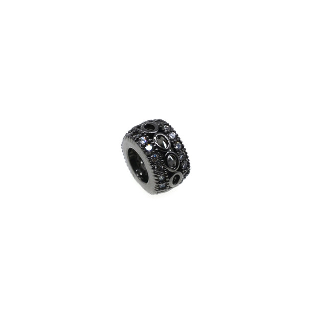 8mm x 5mm Microset White CZ Infinity Pattern Spacer (Black Rhodium Plated)
