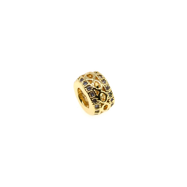 8mm x 5mm Microset White CZ Infinity Pattern Spacer (Gold Plated)