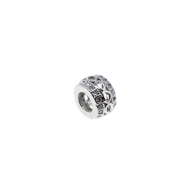 8mm x 5mm Microset White CZ Infinity Pattern Spacer (Rhodium Plated)