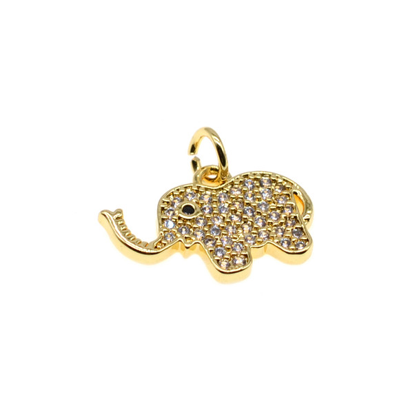 18mm x 12.5mm Microset White CZ Elephant Charm (Gold Plated)