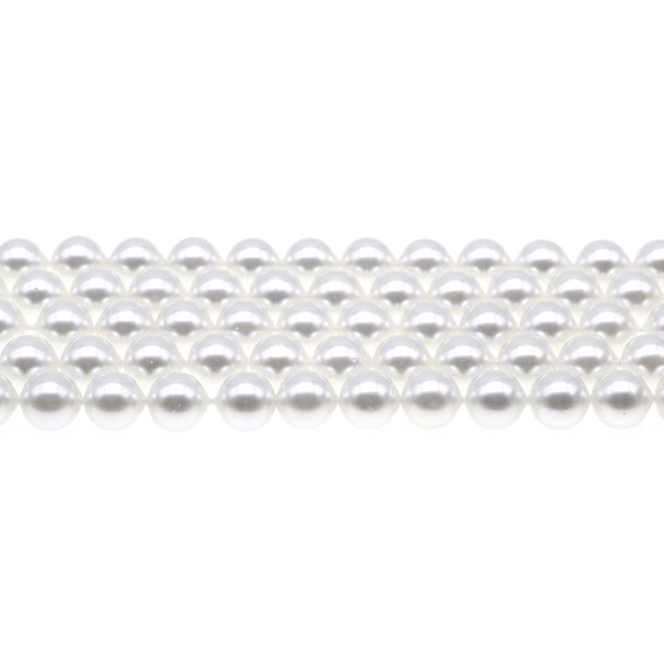 Shell Pearl Round 8mm - Pure White - Loose Beads