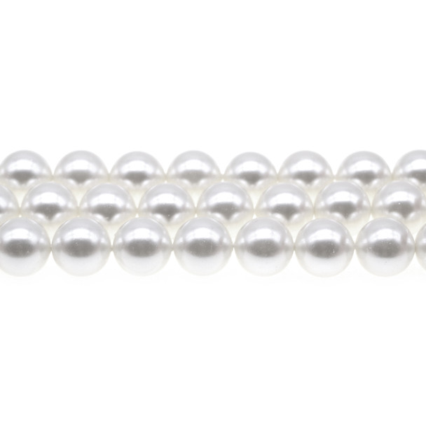 Shell Pearl Round 12mm - Pure White - Loose Beads