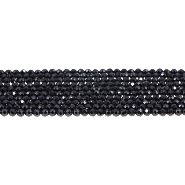 Cubic Zirconia (Jet Black) Round Faceted Diamond Cut 4mm - Loose Beads