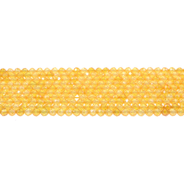 Cubic Zirconia (Golden Yellow) Round Faceted Diamond Cut 4mm - Loose Beads