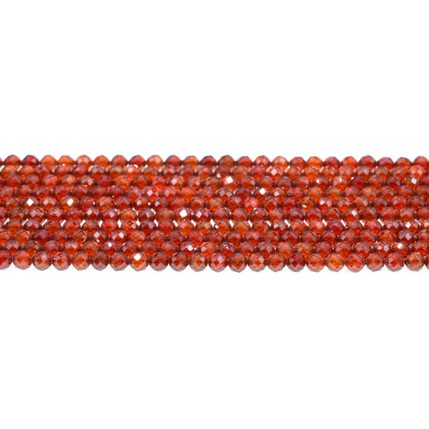 Cubic Zirconia (Carnelian) Round Faceted Diamond Cut 4mm - Loose Beads