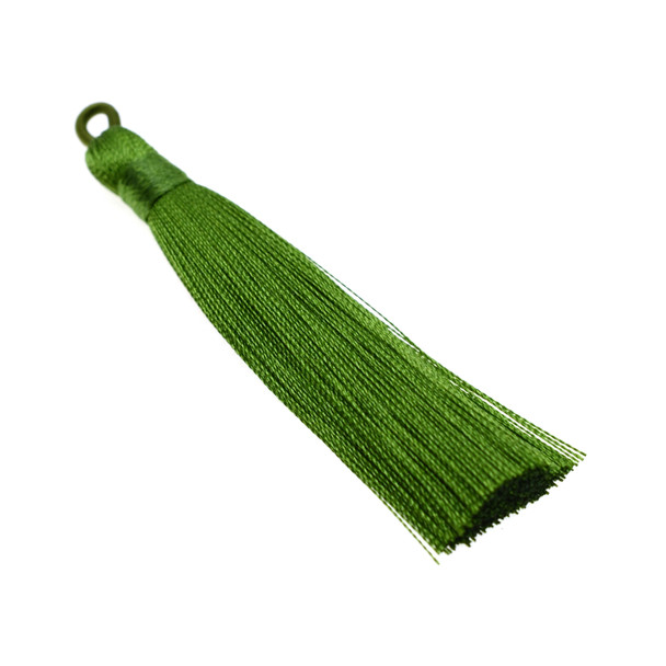 3.5 Inch Hand Made Tassel - Olive - 10/Pack
