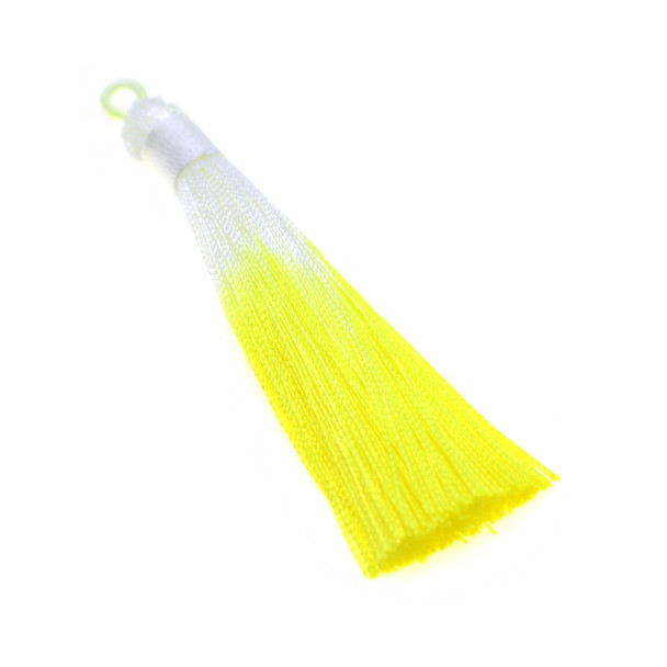 3.5 inch Hand Made Ombre Shaded Tassel - Flo Yellow - 10/Pack