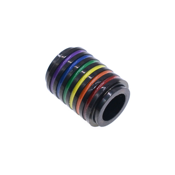 Stainless Steel Rainbow Cylinder Spacer Bead 12mm x 16mm (~6.9mm Hole) - Black