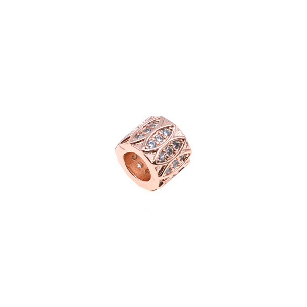 8x6.5mm Microset White CZ Design Pattern Spacer (Rose Gold Plated) - 2/Pack