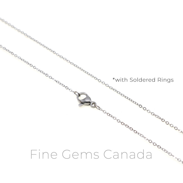 Stainless Steel - 1.2mm Oval Flat Chain Necklace - 45cm (17.75 Inches)