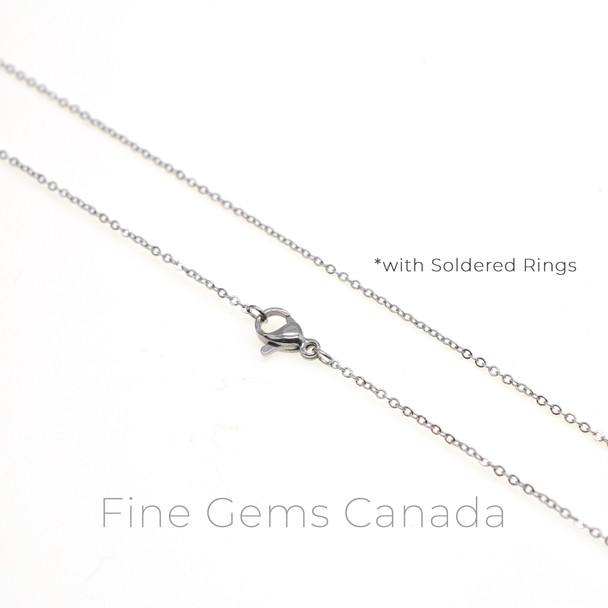 Stainless Steel - 1.2mm Oval Flat Chain Necklace - 50cm (19.75 Inches)