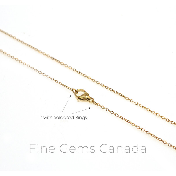 Stainless Steel - 1.2mm Oval Flat Chain Necklace - 50cm (19.75 Inches) - Gold Plated - 5/Pack