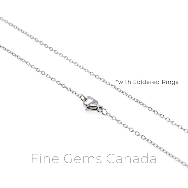 Stainless Steel - 1.6mm Oval Flat Chain Necklace - 50cm (19.75 Inches)