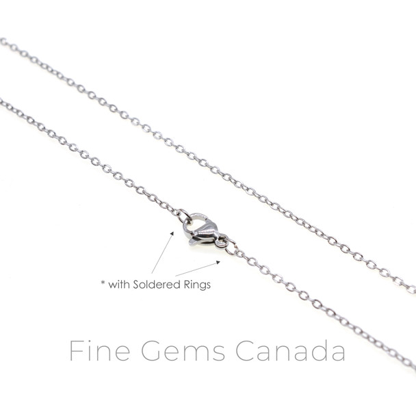 Stainless Steel - 1.6mm Oval Flat Chain Necklace - 50cm (19.75 Inches) - 5/Pack