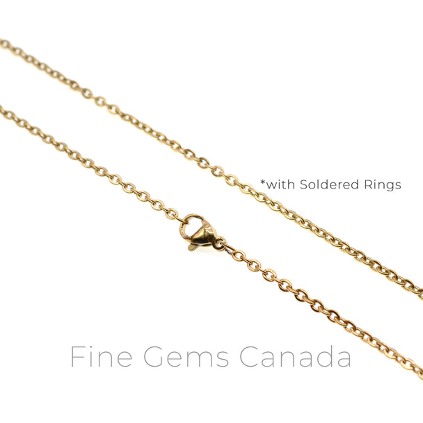 Stainless Steel - 2.0mm Oval Flat Chain Necklace - 50cm (19.75 Inches) - Gold Plated