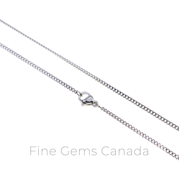 Stainless Steel - 1.8mm Thick Cuban Flat Chain Necklace - 45cm (17.75 Inches)