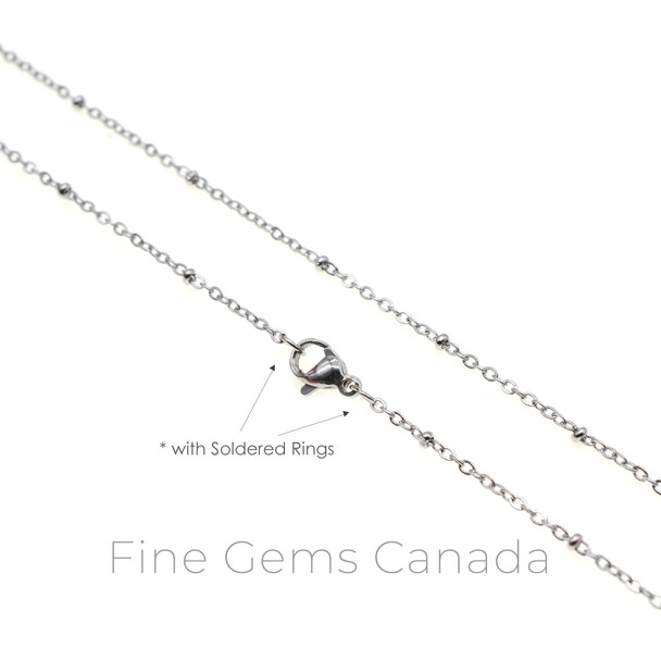 Stainless Steel - 1.6mm Satellite Oval Flat Chain Necklace - 45cm (17.75 Inches) - 5/Pack