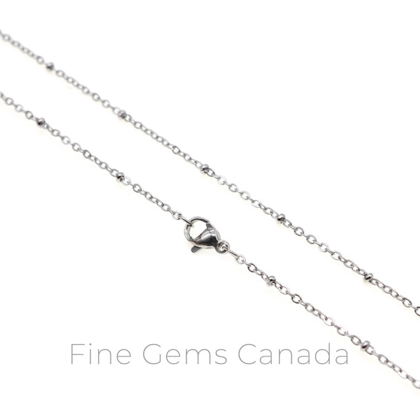 Stainless Steel - 1.6mm Satellite Oval Flat Chain Necklace - 50cm (19.75 Inches)