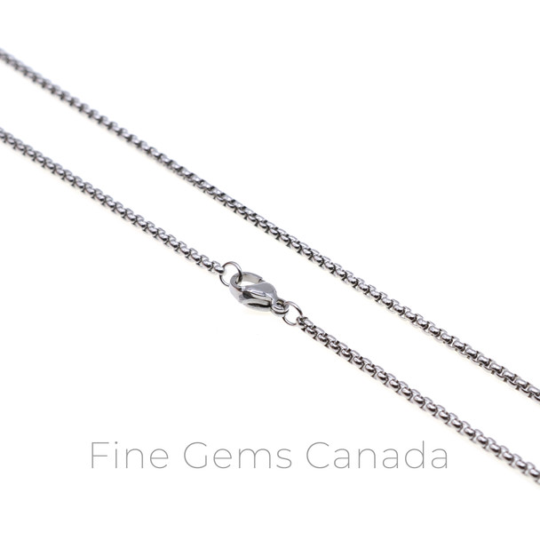 Stainless Steel - 2.0mm Square Rolo Chain Necklace - 45cm (17.75 Inches)