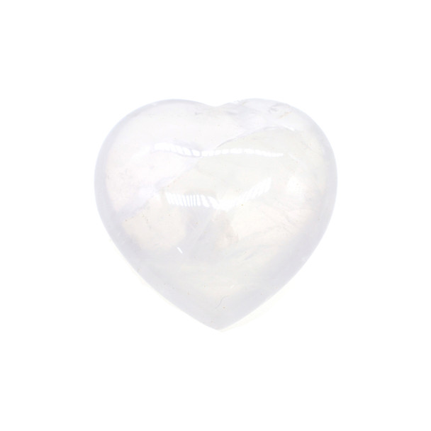 30mm Natural Angola Quartz Puff Heart