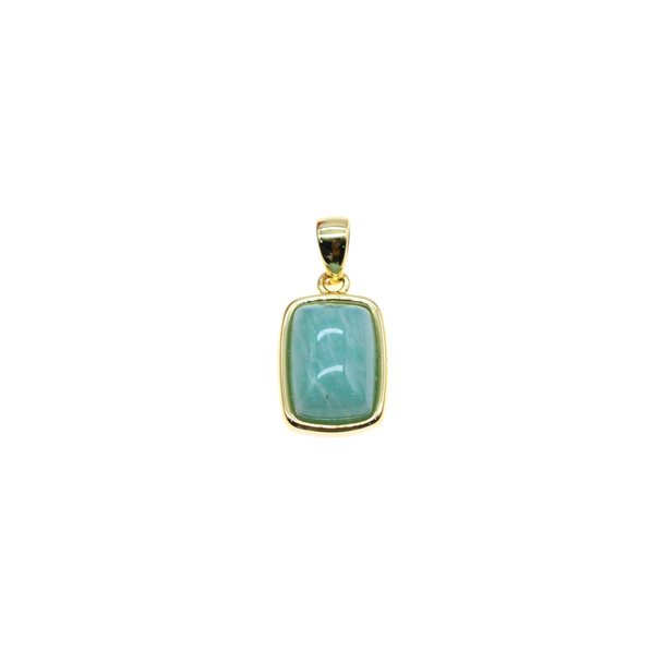 7x10mm Rectangle Peruvian Amazonite Pendant (Gold Plated)