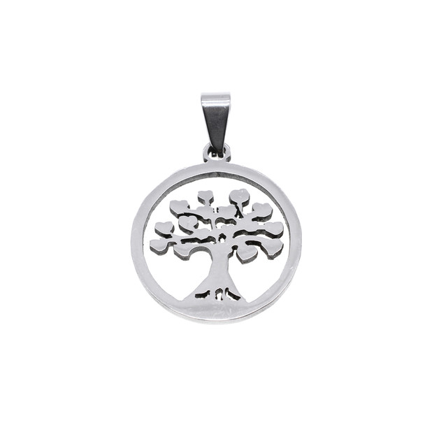 22mm Stainless Steel Tree of Life Circle Charm