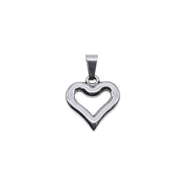 16mm Stainless Steel Outline Heart Charm
