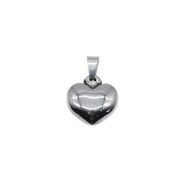 15mm Stainless Steel Puff Heart Charm