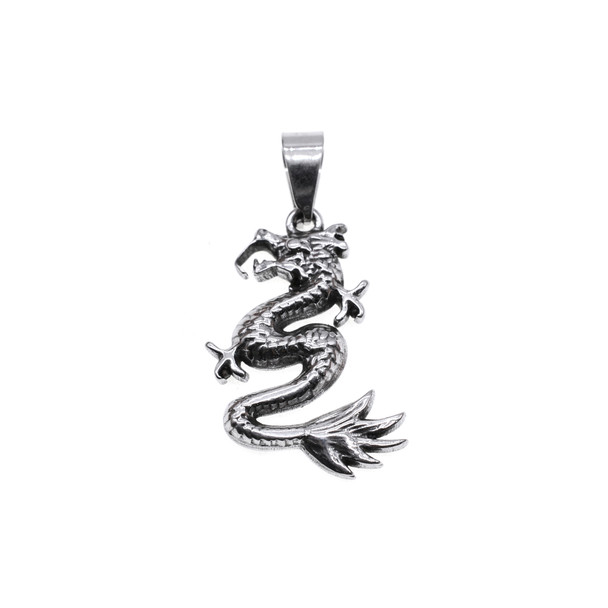 17x22mm Stainless Steel Chinese Dragon Charm