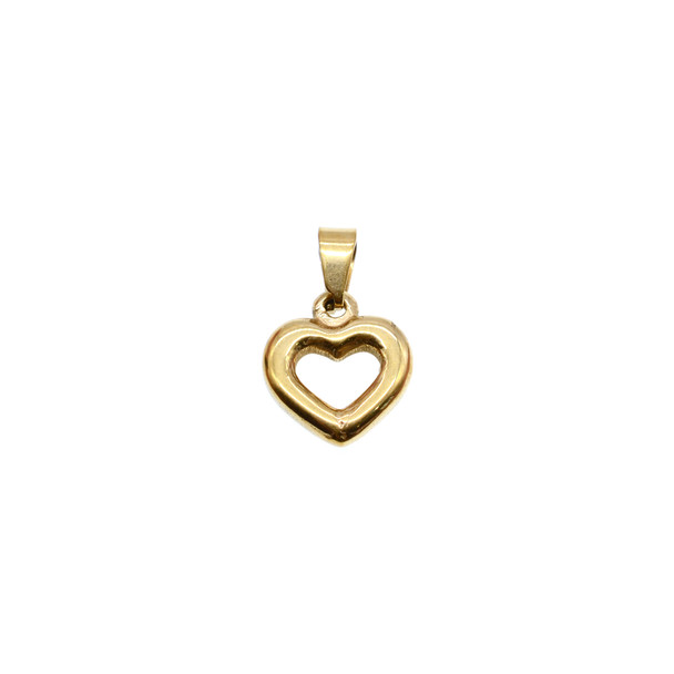 12mm Stainless Steel Outline Heart Charm - Gold