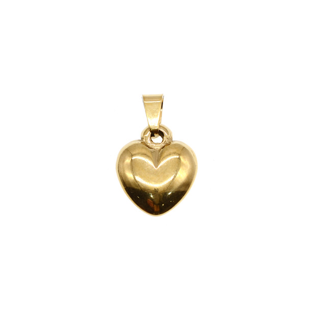 14mm Stainless Steel Heart Puff Charm - Gold
