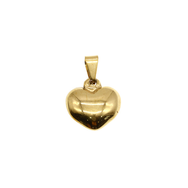 16mm Stainless Steel Heart Puff Charm - Gold