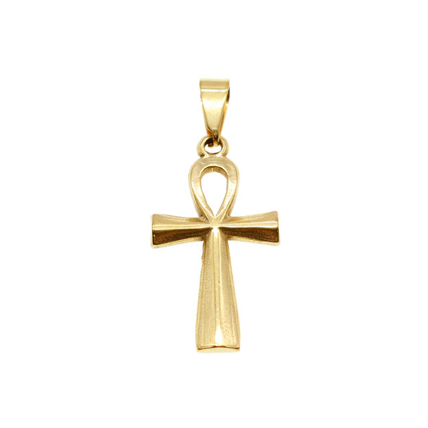 16x26mm Stainless Steel Ankh Cross Charm - Gold