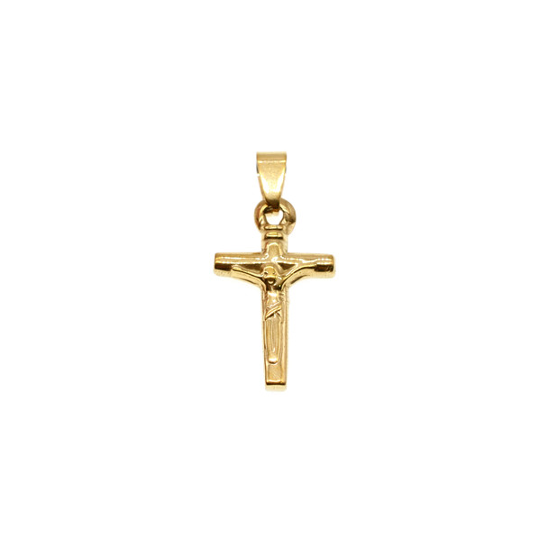12x16mm Stainless Steel Crucifix Charm - Gold