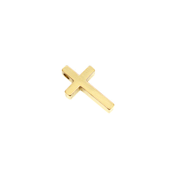 12x20mm Stainless Steel Thru Hole Cross Charm - Gold