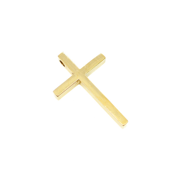 20x29mm Stainless Steel Thru Hole Cross Charm - Gold