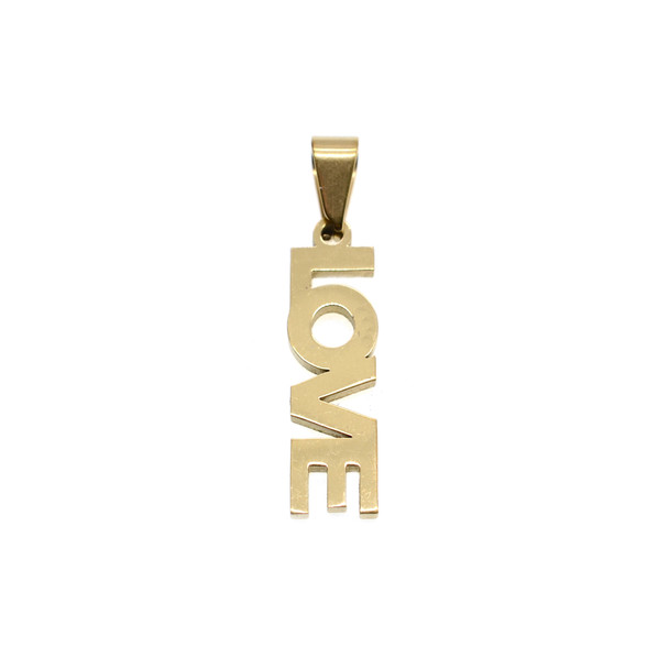 7x23mm Stainless Steel Word LOVE Charm - Gold