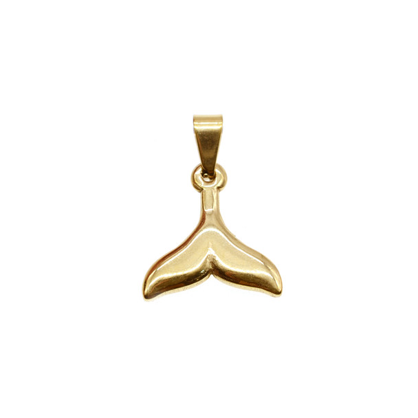 18mm Stainless Steel Whale Tail Charm - Gold