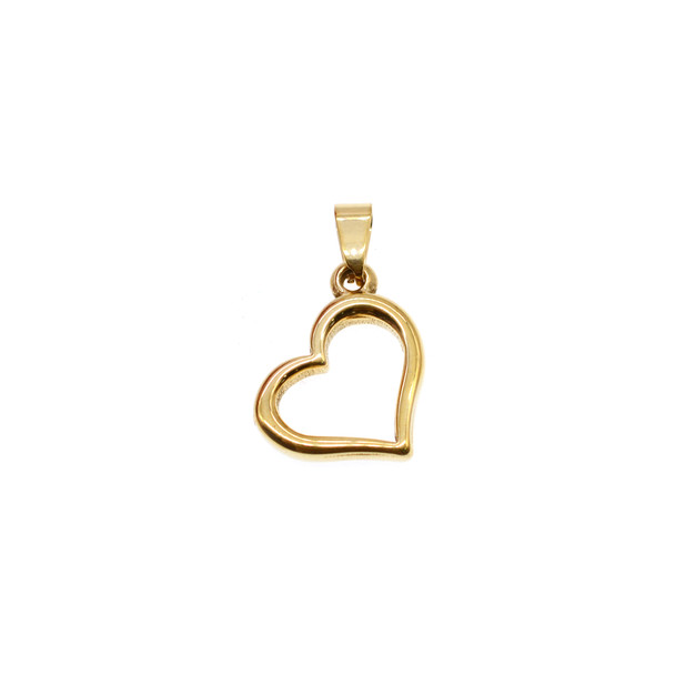 15mm Stainless Steel Outline Heart Charm - Gold