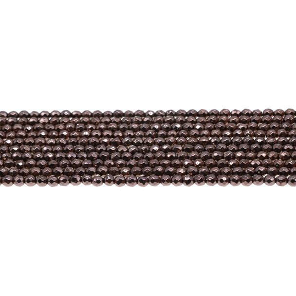 Brown Metallic Hematite Round Faceted 4mm - Loose Beads