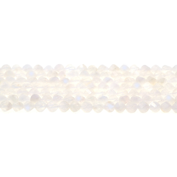 White Moonstone Round Swirl Faceted Diamond Cut 6mm - Loose Beads
